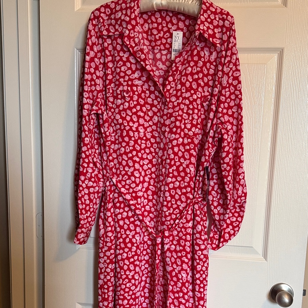 New York & Company Red and White Maxi Dress